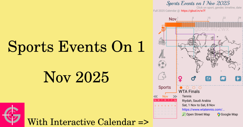 Sports events on 1 November 2025 with Interactive Calendar