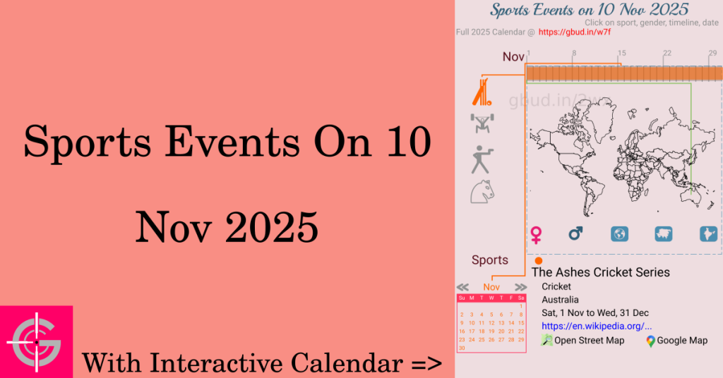 Sports events on 10 November 2025 with Interactive Calendar