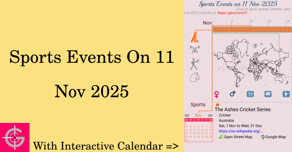 Sports events on 11 November 2025 with Interactive Calendar