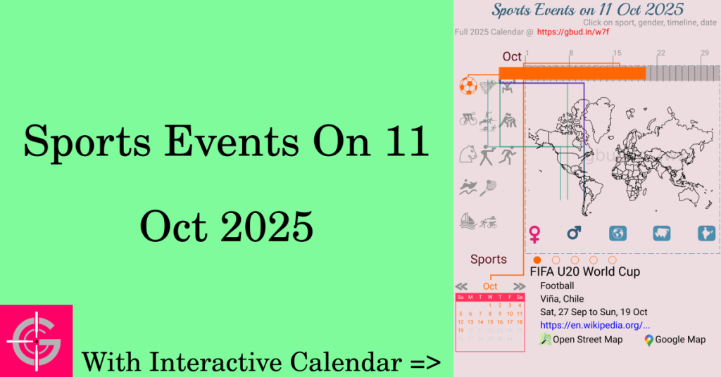 Sports events on 11 October 2025 with Interactive Calendar