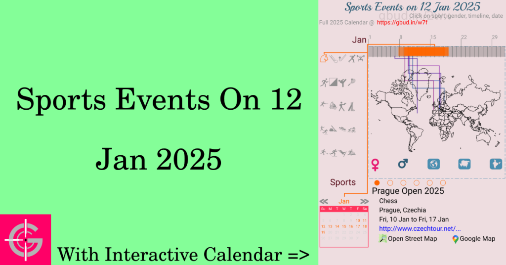 Sports events on 12 January 2025 with Interactive Calendar