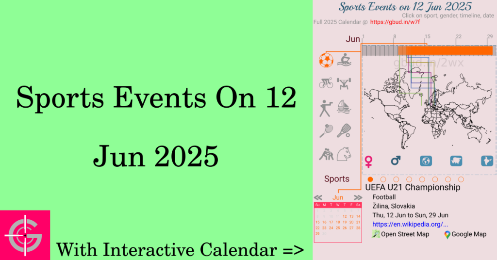 Sports events on 12 June 2025 with Interactive Calendar