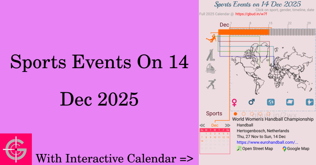 Sports events on 14 December 2025 with Interactive Calendar