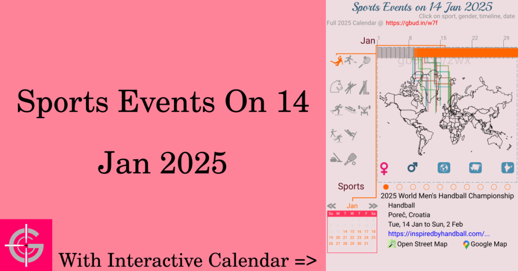 Sports events on 14 January 2025 with Interactive Calendar