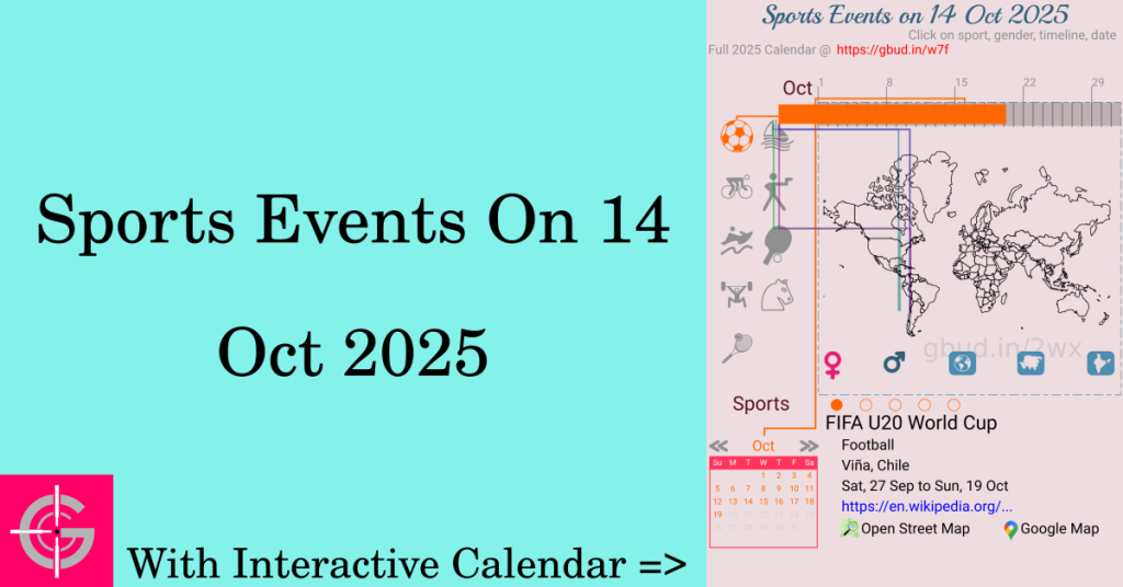 Sports events on 14 October 2025 with Interactive Calendar