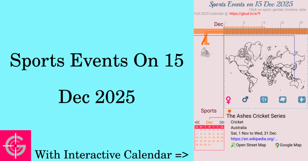 Sports events on 15 December 2025 with Interactive Calendar