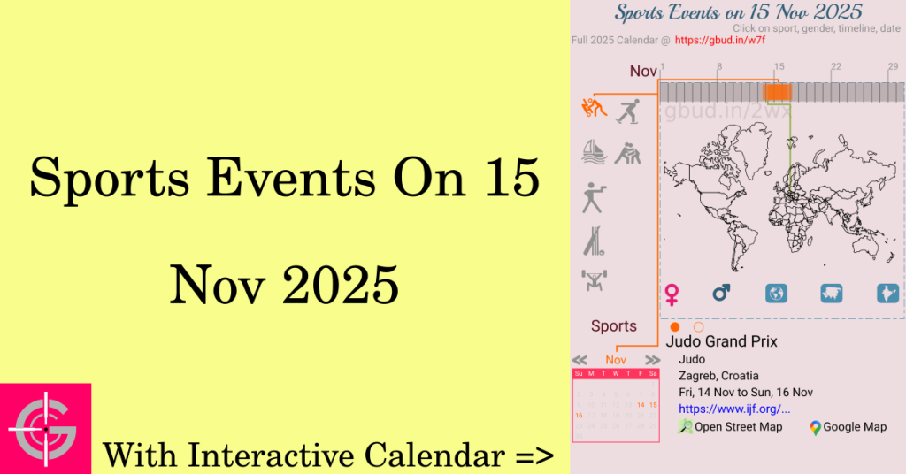 Sports events on 15 November 2025 with Interactive Calendar