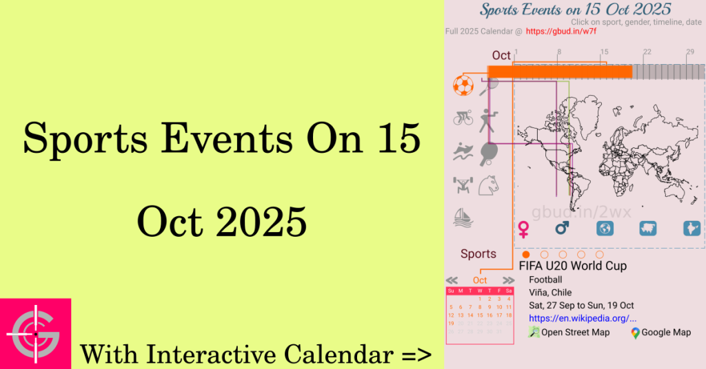 Sports events on 15 October 2025 with Interactive Calendar