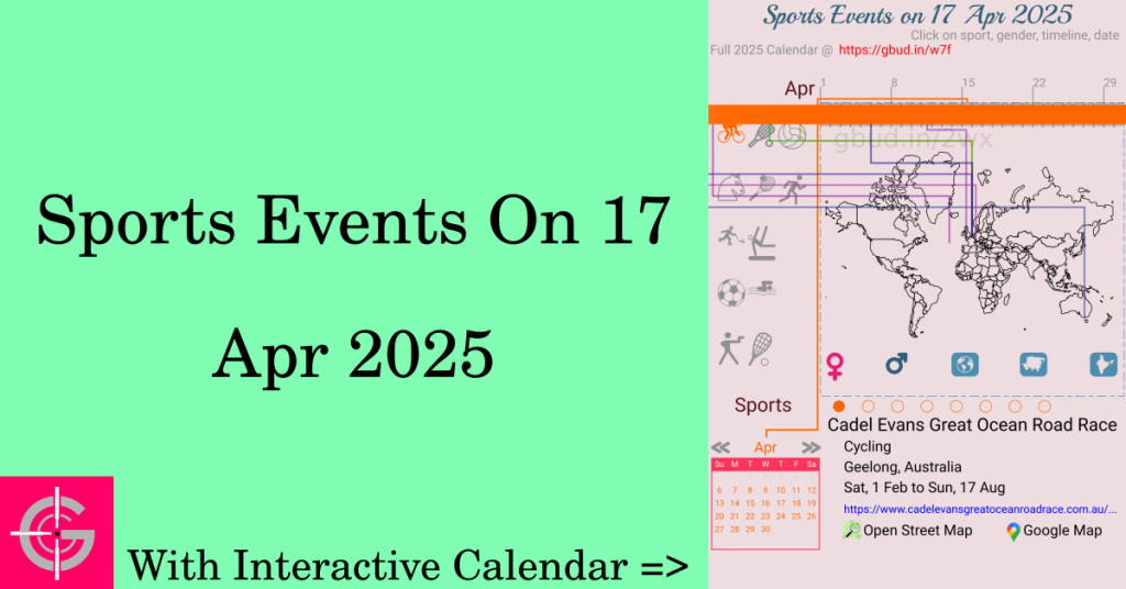 Sports events on 17 April 2025 with Interactive Calendar