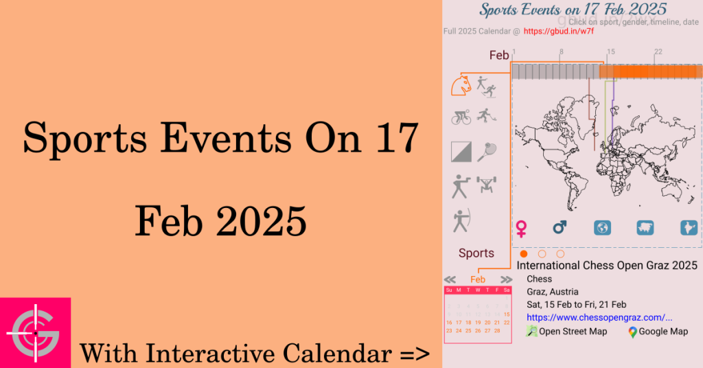 Sports events on 17 February 2025 with Interactive Calendar