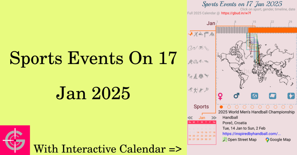 Sports events on 17 January 2025 with Interactive Calendar