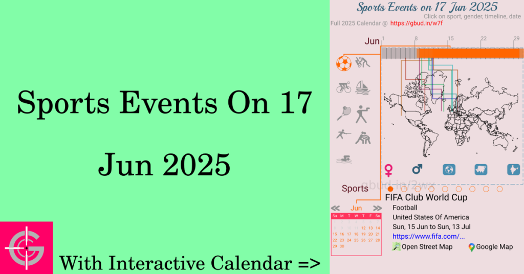 Sports events on 17 June 2025 with Interactive Calendar