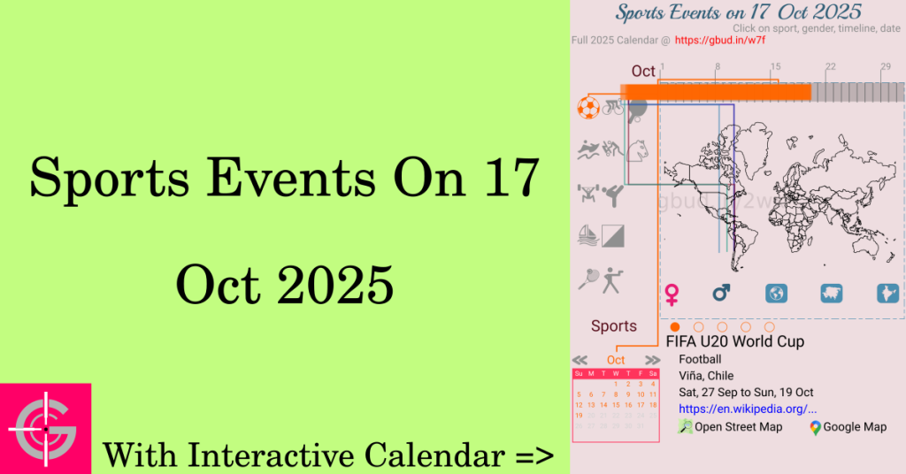 Sports events on 17 October 2025 with Interactive Calendar