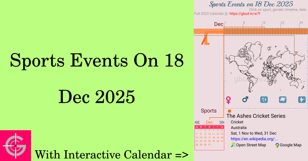 Sports events on 18 December 2025 with Interactive Calendar