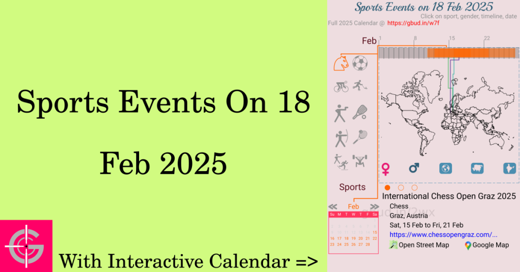 Sports events on 18 February 2025 with Interactive Calendar