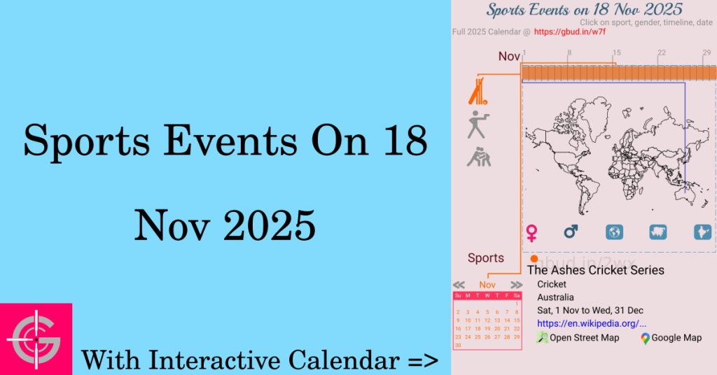 Sports events on 18 November 2025 with Interactive Calendar