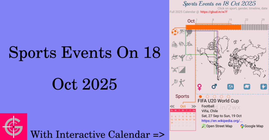 Sports events on 18 October 2025 with Interactive Calendar