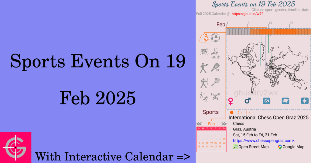 Sports events on 19 February 2025 with Interactive Calendar