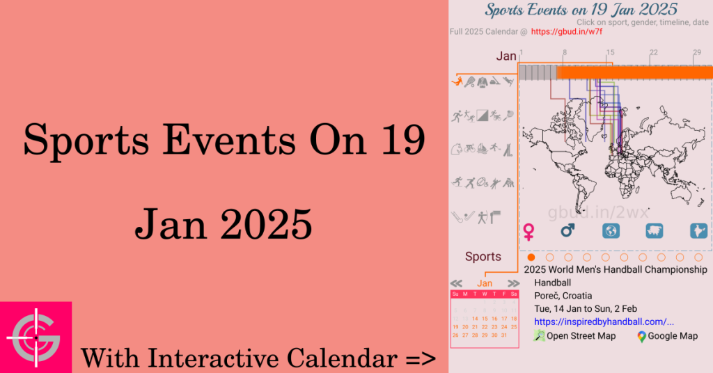 Sports events on 19 January 2025 with Interactive Calendar