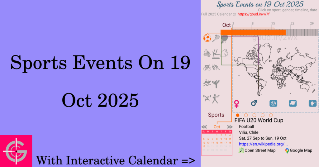 Sports events on 19 October 2025 with Interactive Calendar