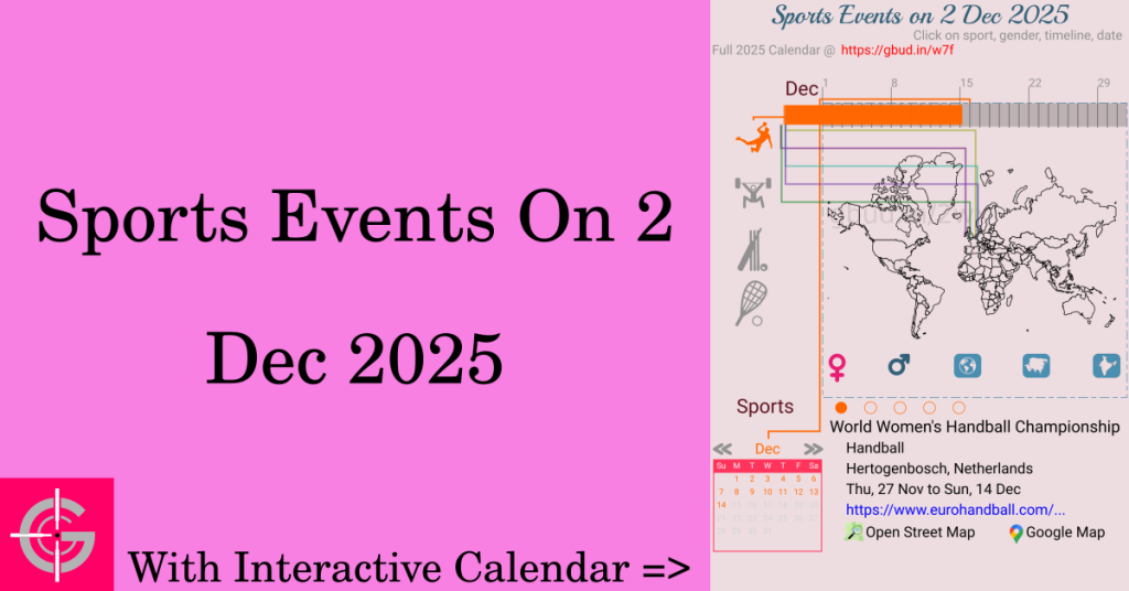 Sports events on 2 December 2025 with Interactive Calendar