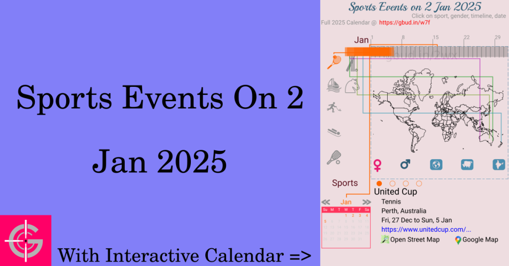 Sports events on 2 January 2025 with Interactive Calendar