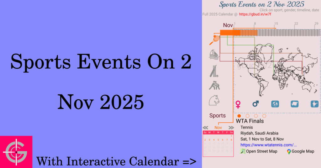 Sports events on 2 November 2025 with Interactive Calendar