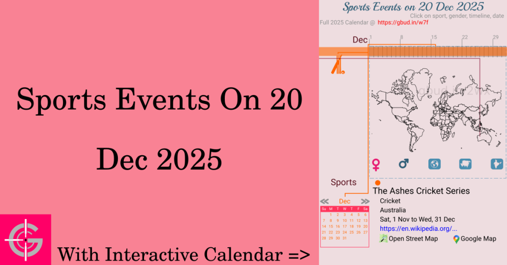 Sports events on 20 December 2025 with Interactive Calendar