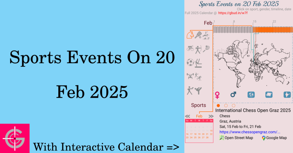 Sports events on 20 February 2025 with Interactive Calendar