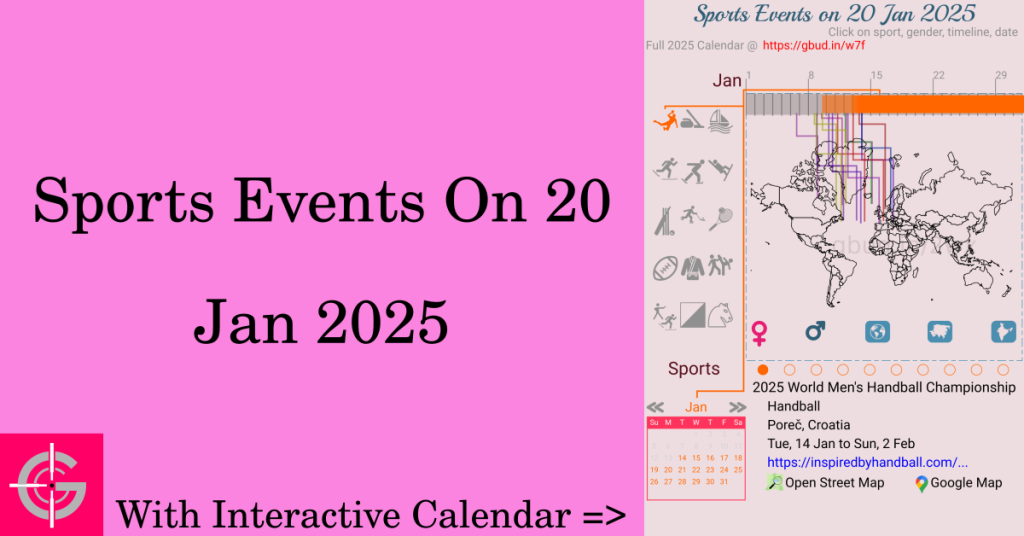 Sports events on 20 January 2025 with Interactive Calendar