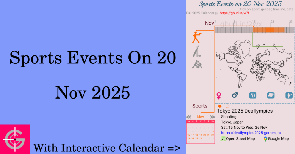 Sports events on 20 November 2025 with Interactive Calendar