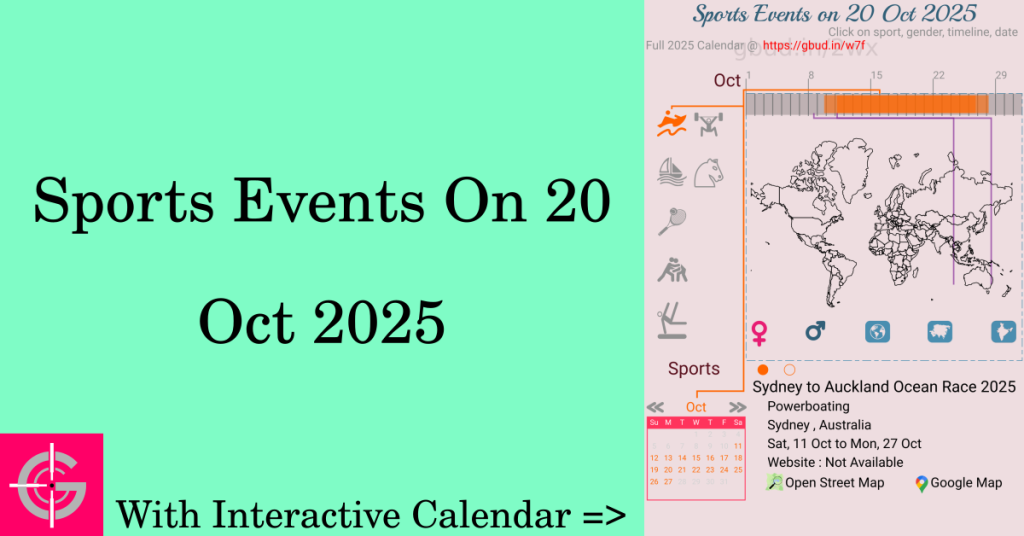 Sports events on 20 October 2025 with Interactive Calendar