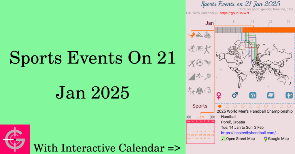 Sports events on 21 January 2025 with Interactive Calendar