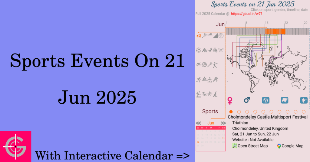 Sports events on 21 June 2025 with Interactive Calendar