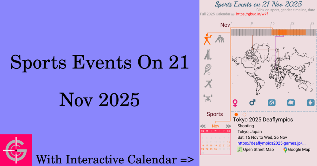 Sports events on 21 November 2025 with Interactive Calendar