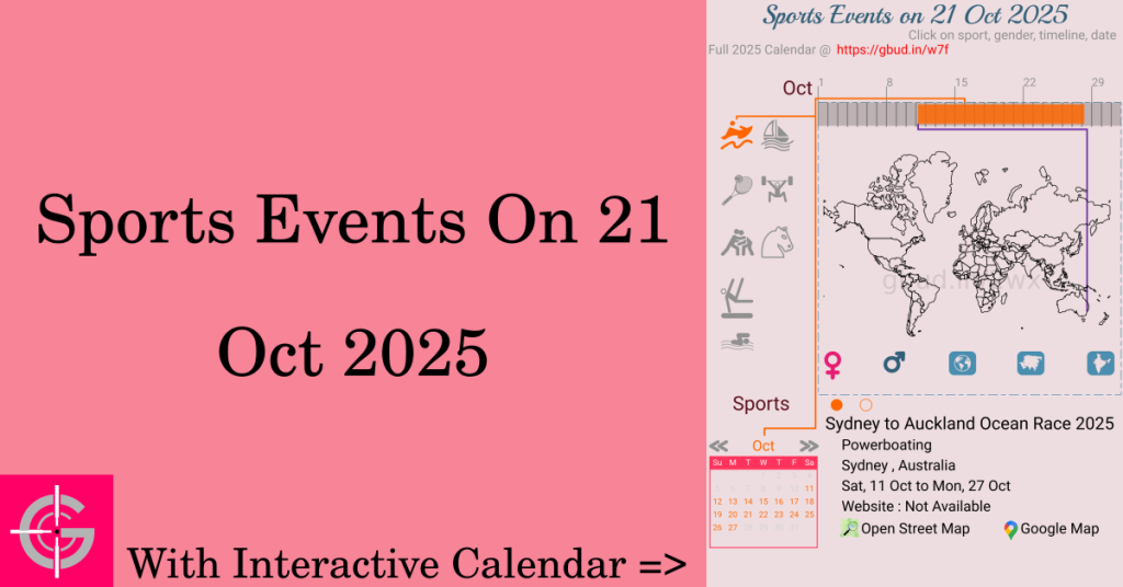 Sports events on 21 October 2025 with Interactive Calendar