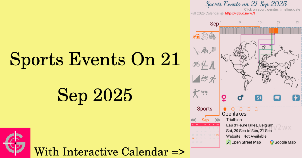 Sports events on 21 September 2025 with Interactive Calendar