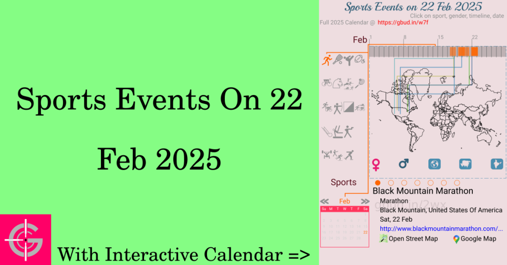 Sports events on 22 February 2025 with Interactive Calendar