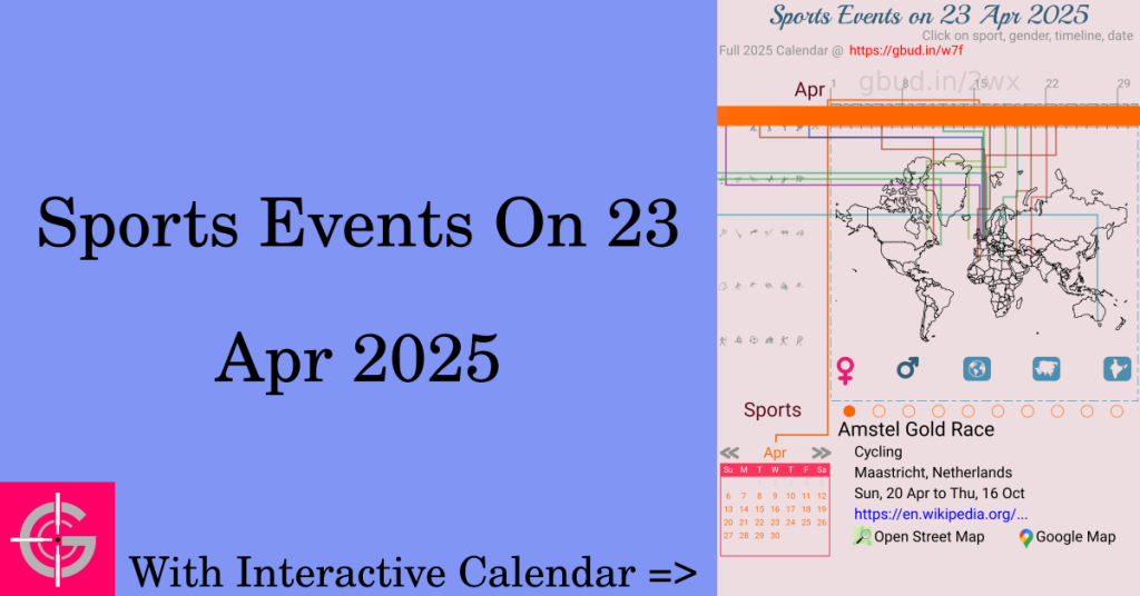 Sports events on 23 April 2025 with Interactive Calendar