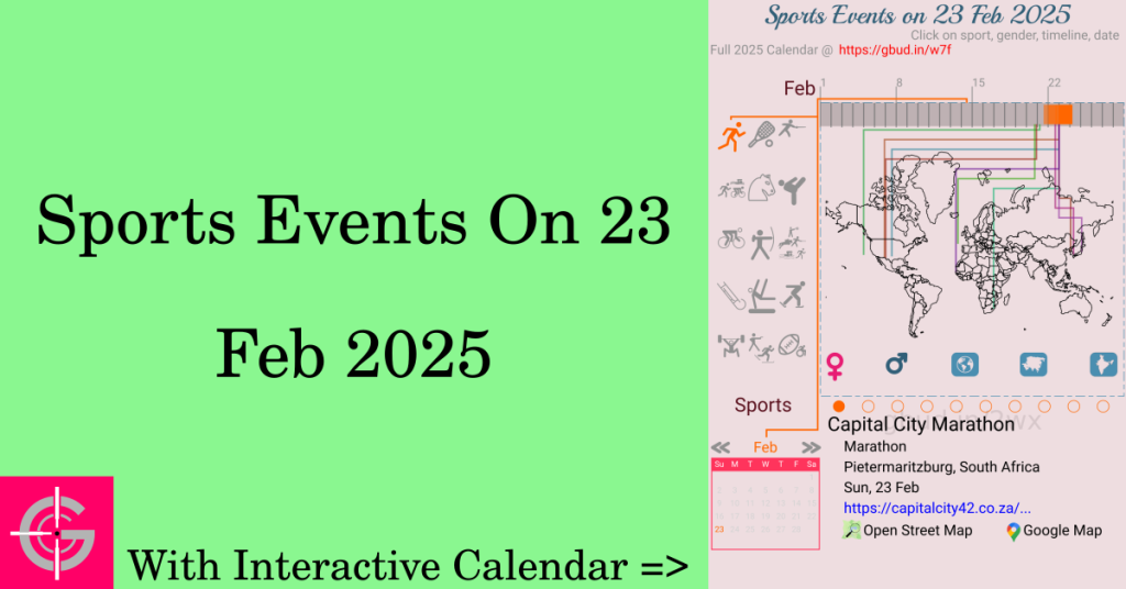 Sports events on 23 February 2025 with Interactive Calendar