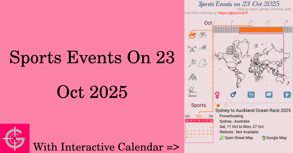 Sports events on 23 October 2025 with Interactive Calendar