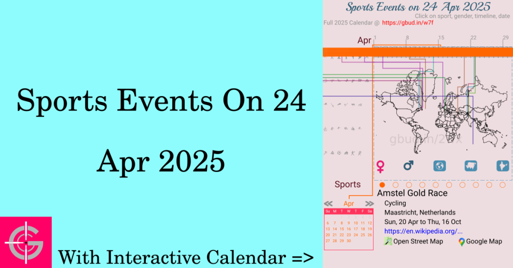 Sports events on 24 April 2025 with Interactive Calendar