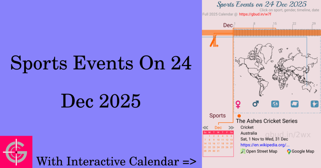 Sports events on 24 December 2025 with Interactive Calendar