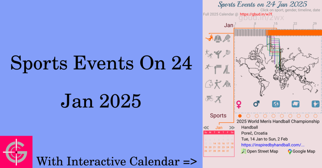 Sports events on 24 January 2025 with Interactive Calendar