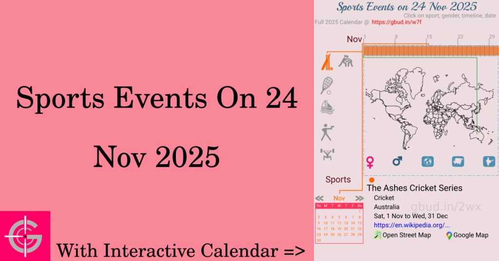 Sports events on 24 November 2025 with Interactive Calendar