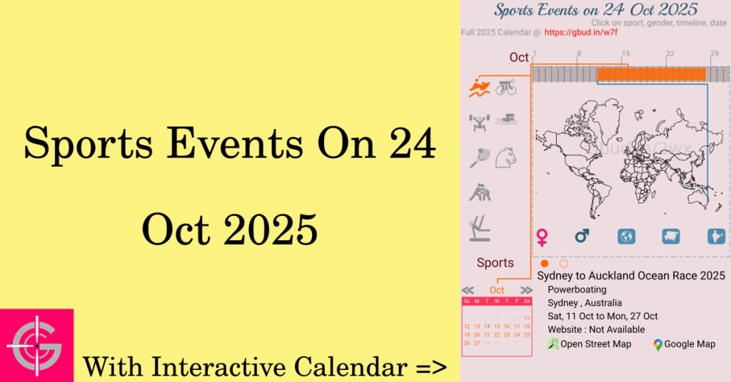 Sports events on 24 October 2025 with Interactive Calendar