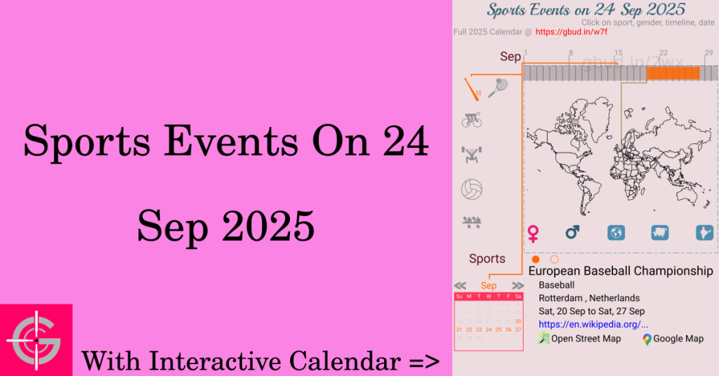 Sports events on 24 September 2025 with Interactive Calendar