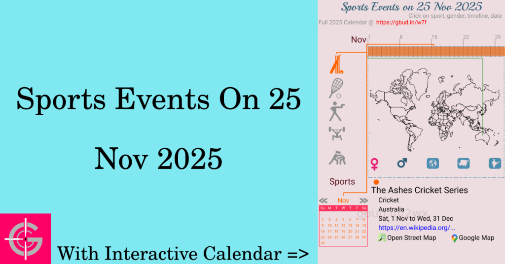 Sports events on 25 November 2025 with Interactive Calendar