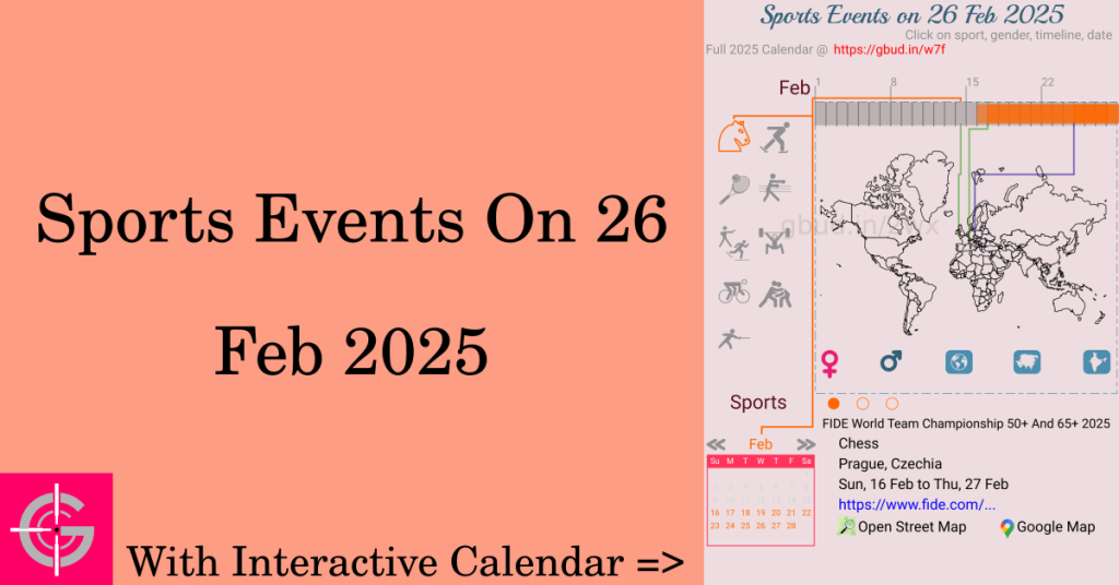 Sports events on 26 February 2025 with Interactive Calendar