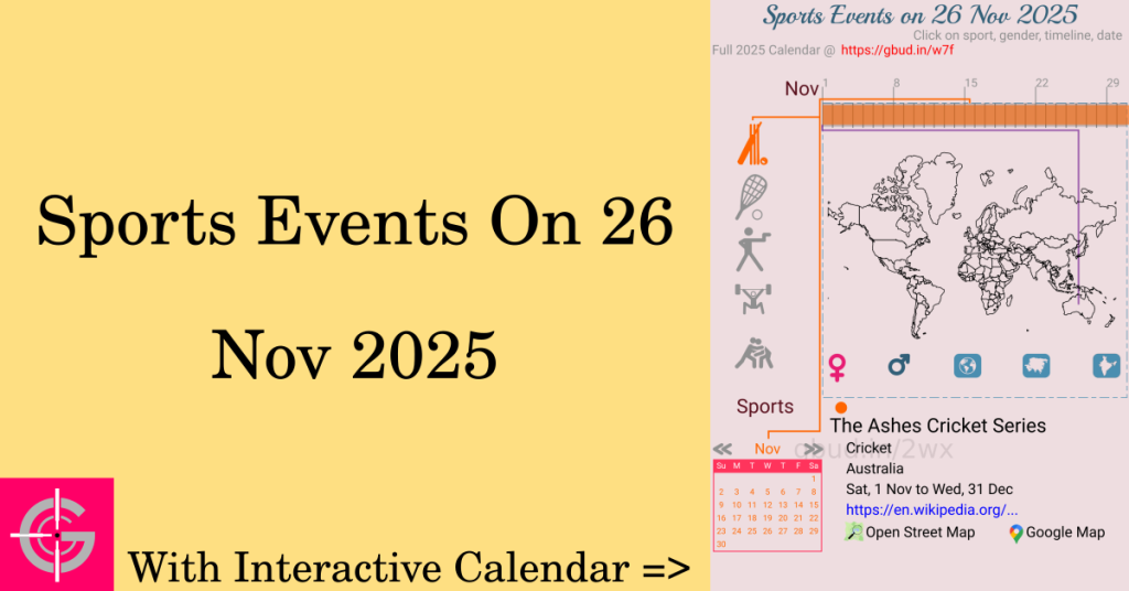 Sports events on 26 November 2025 with Interactive Calendar